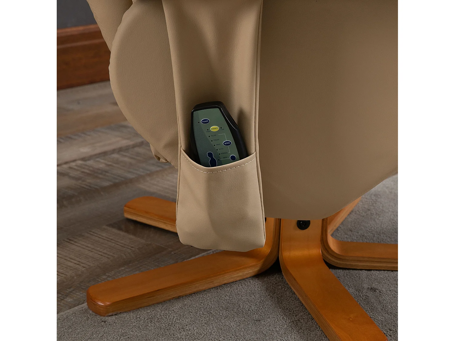 Fauteuil relax avec fonction massage, repose-pieds, polyester, crème (80x86x99 cm)