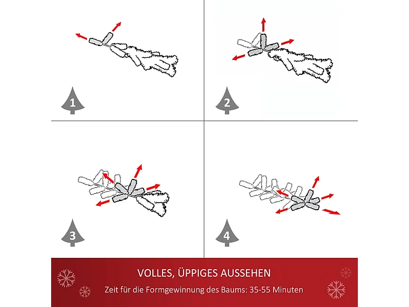 Sapin de Noël artificiel, neige, PVC, décorations dorées (150x150x150 cm)