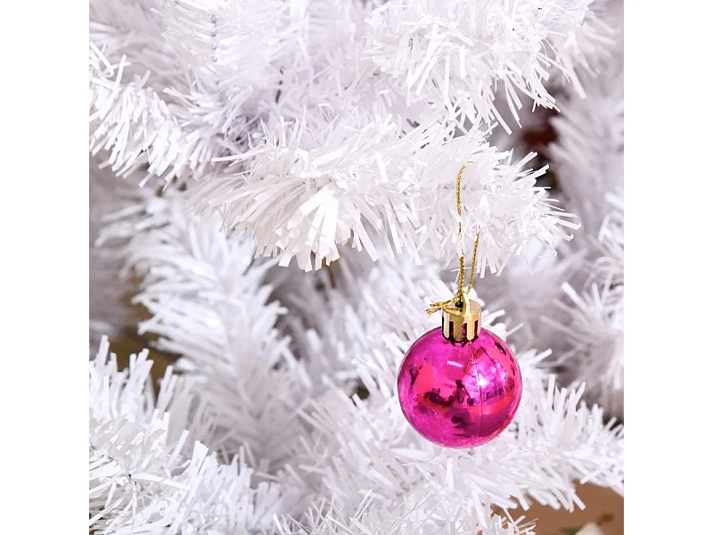 Sapin de Noël artificiel, neige, PVC, décorations dorées (150x150x150 cm)