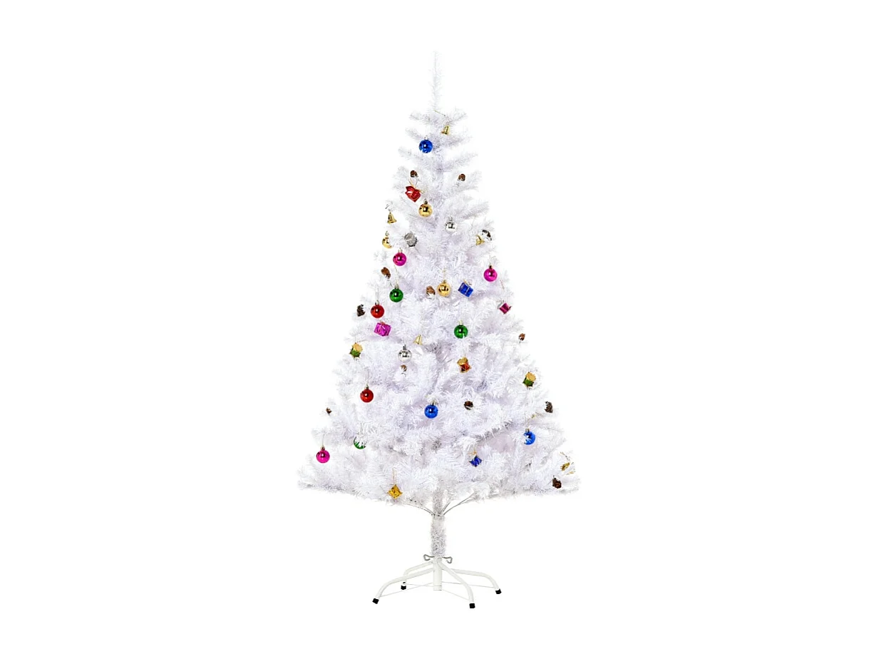 Albero di Natale artificiale, neve, PVC, decorazioni dorate (150x150x150 cm)