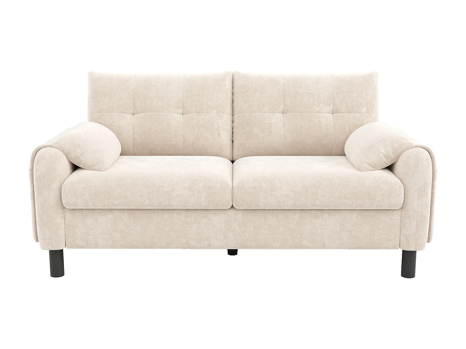 Canapé 2 places moderne, confortable, en tissu chenille, design scandinave, beige (158x80x88.5 cm)