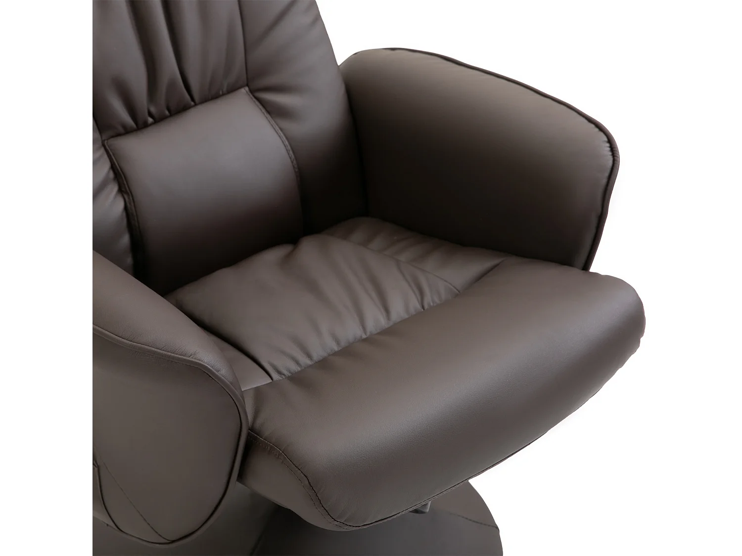 Fauteuil TV avec fonction massage, inclinaison 145°, cuir artificiel, marron (76x81x105 cm)