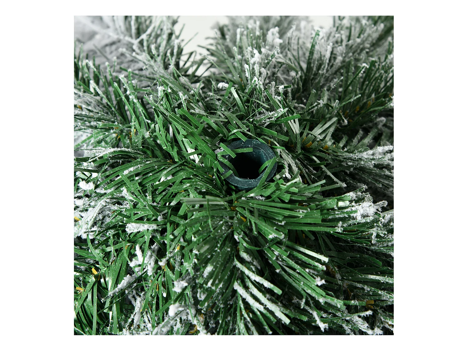 Kunstkerstboom met sneeuw, 180 cm, 523 takken, met metalen voet, groen (Ø74 x 180 cm)