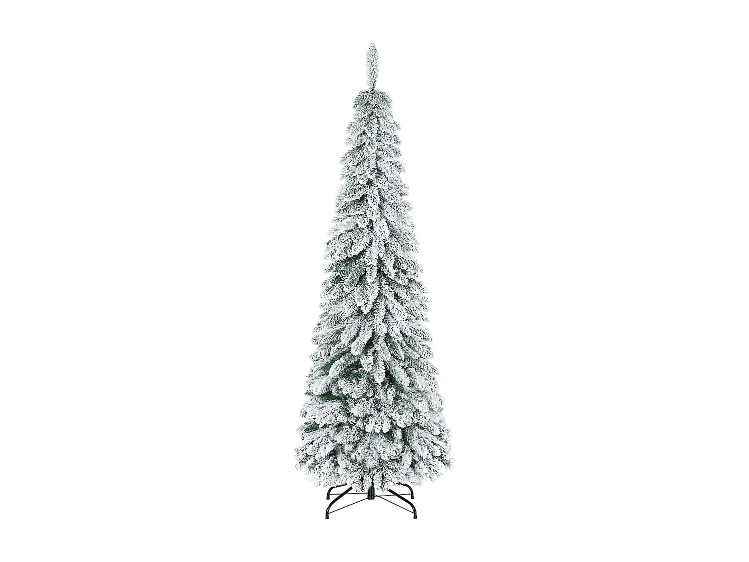 Sapin de Noël artificiel avec neige, 180 cm, 523 branches, avec pied en métal, vert (Ø74 x 180 cm)