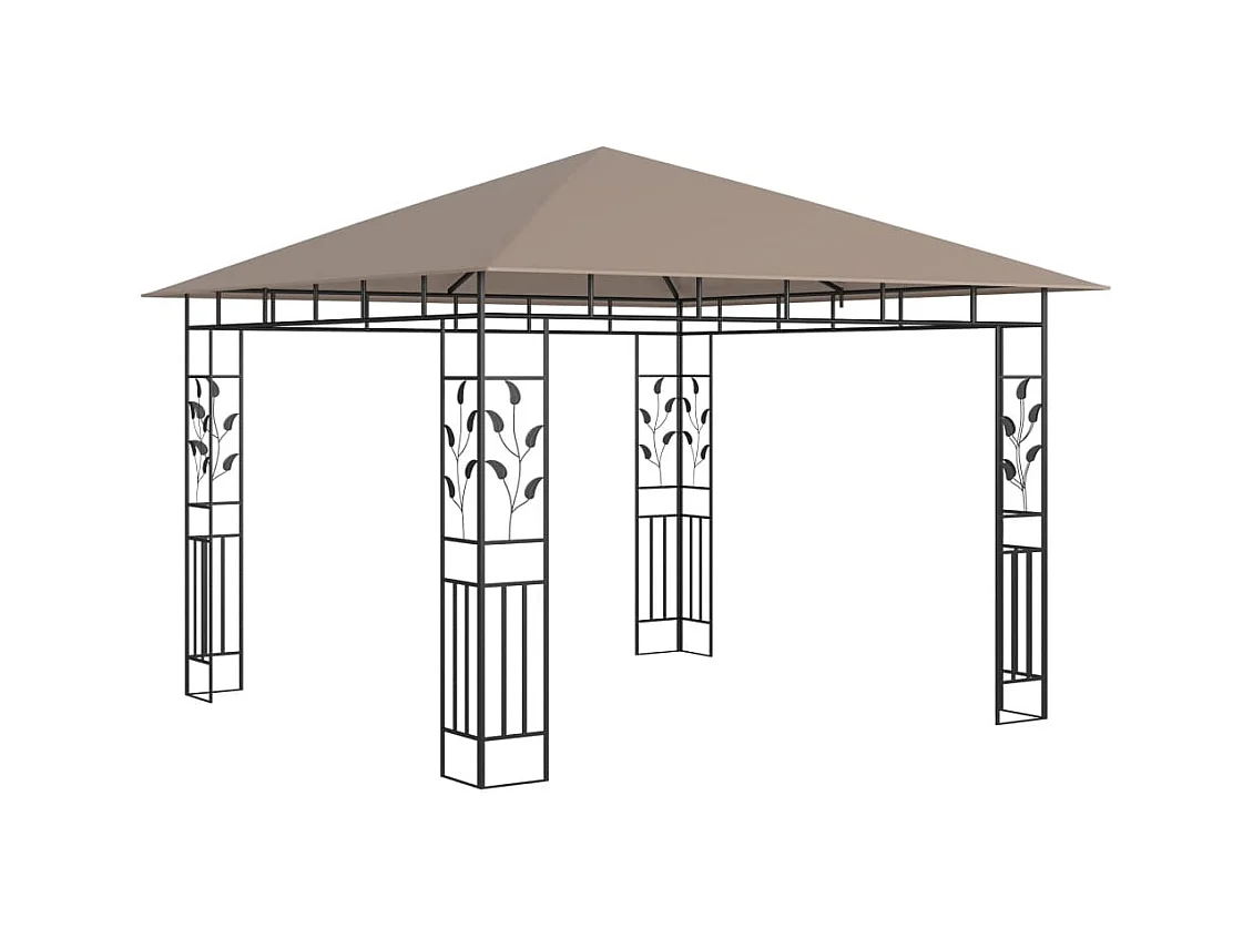 Tonnelle avec moustiquaire et lumières Led 3x3x2,73 m Taupe