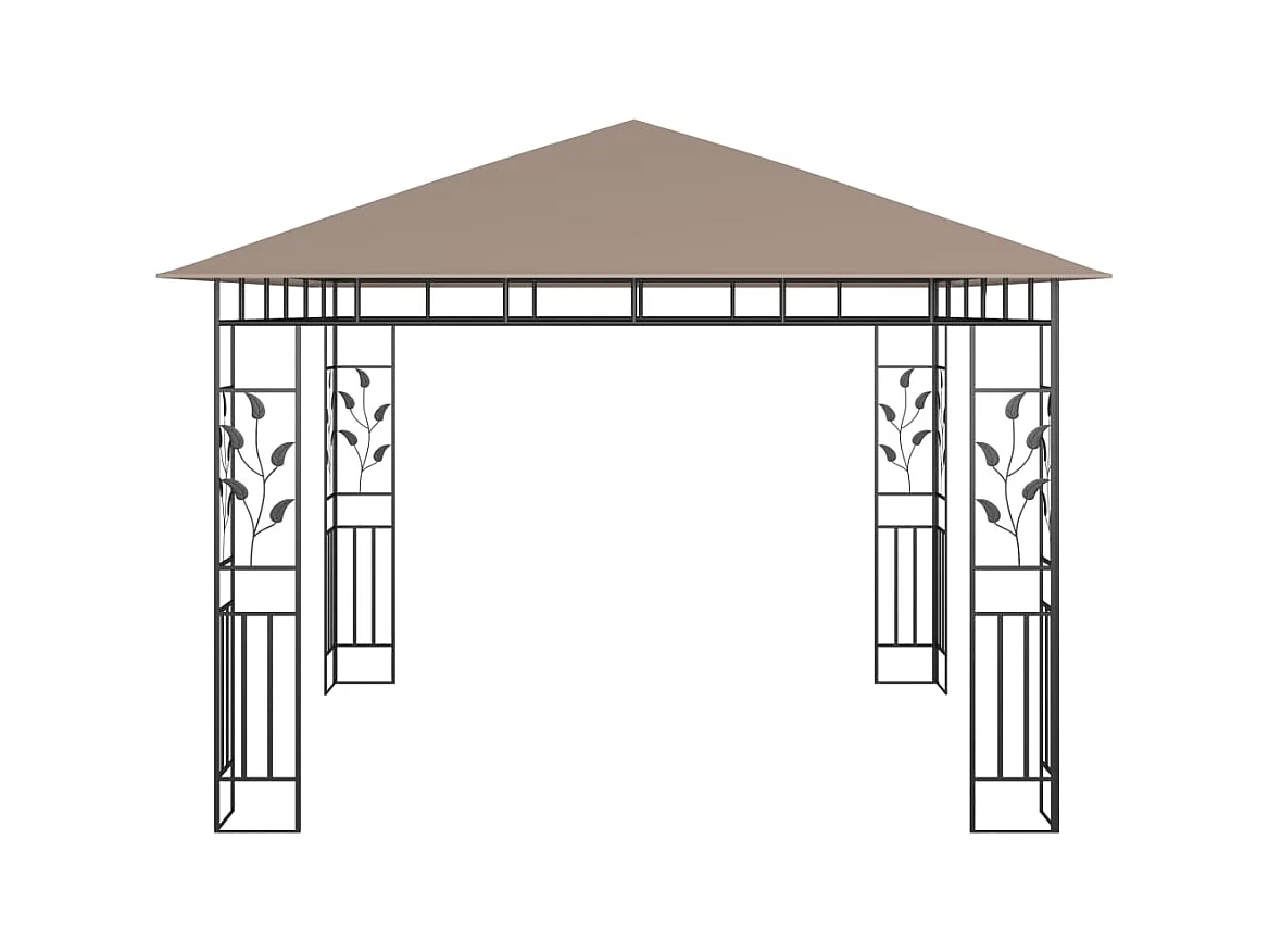 Tonnelle avec moustiquaire et lumières Led 3x3x2,73 m Taupe