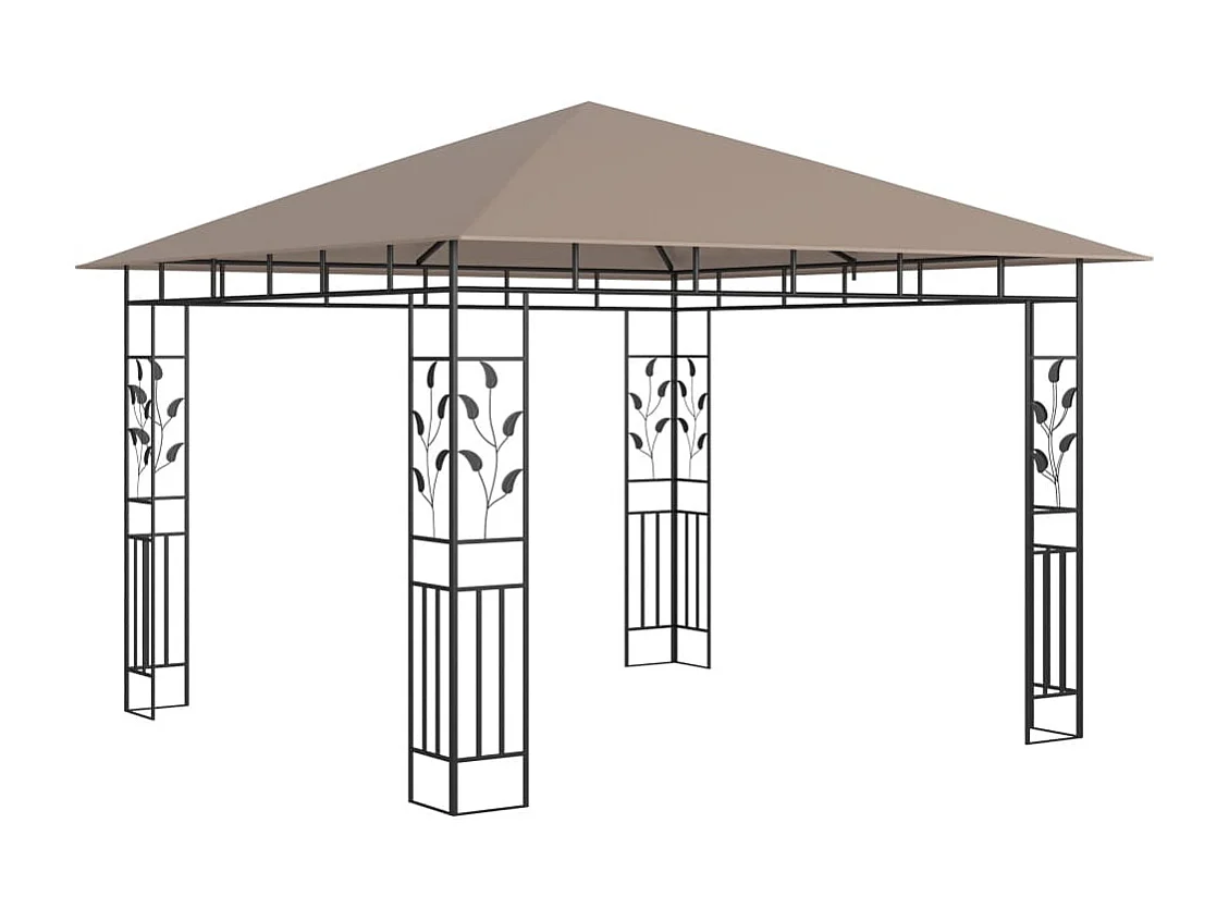 Tonnelle avec moustiquaire et lumières Led 3x3x2,73 m Taupe