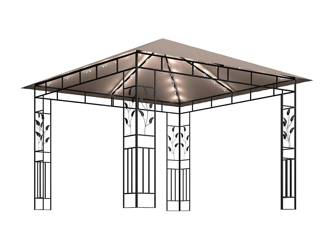 Tonnelle avec moustiquaire et lumières Led 3x3x2,73 m Taupe