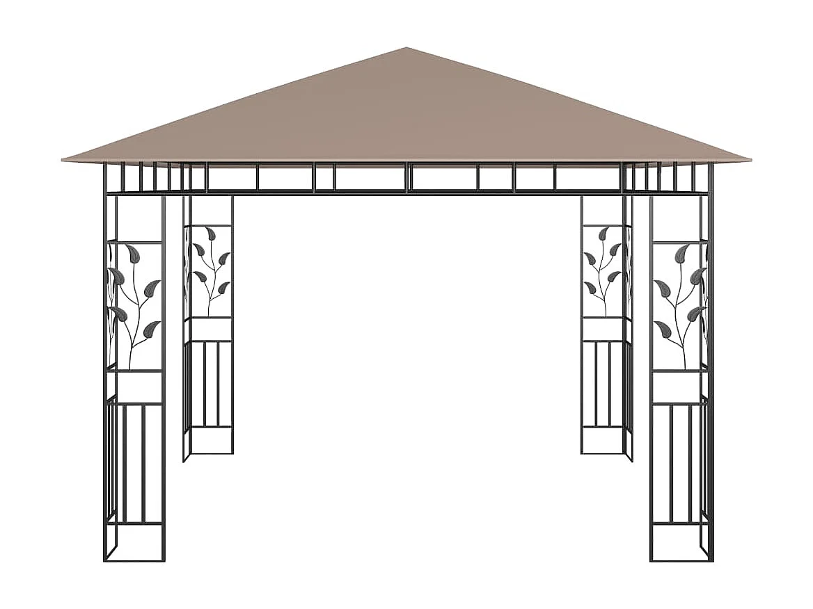 Tonnelle avec moustiquaire et lumières Led 3x3x2,73 m Taupe