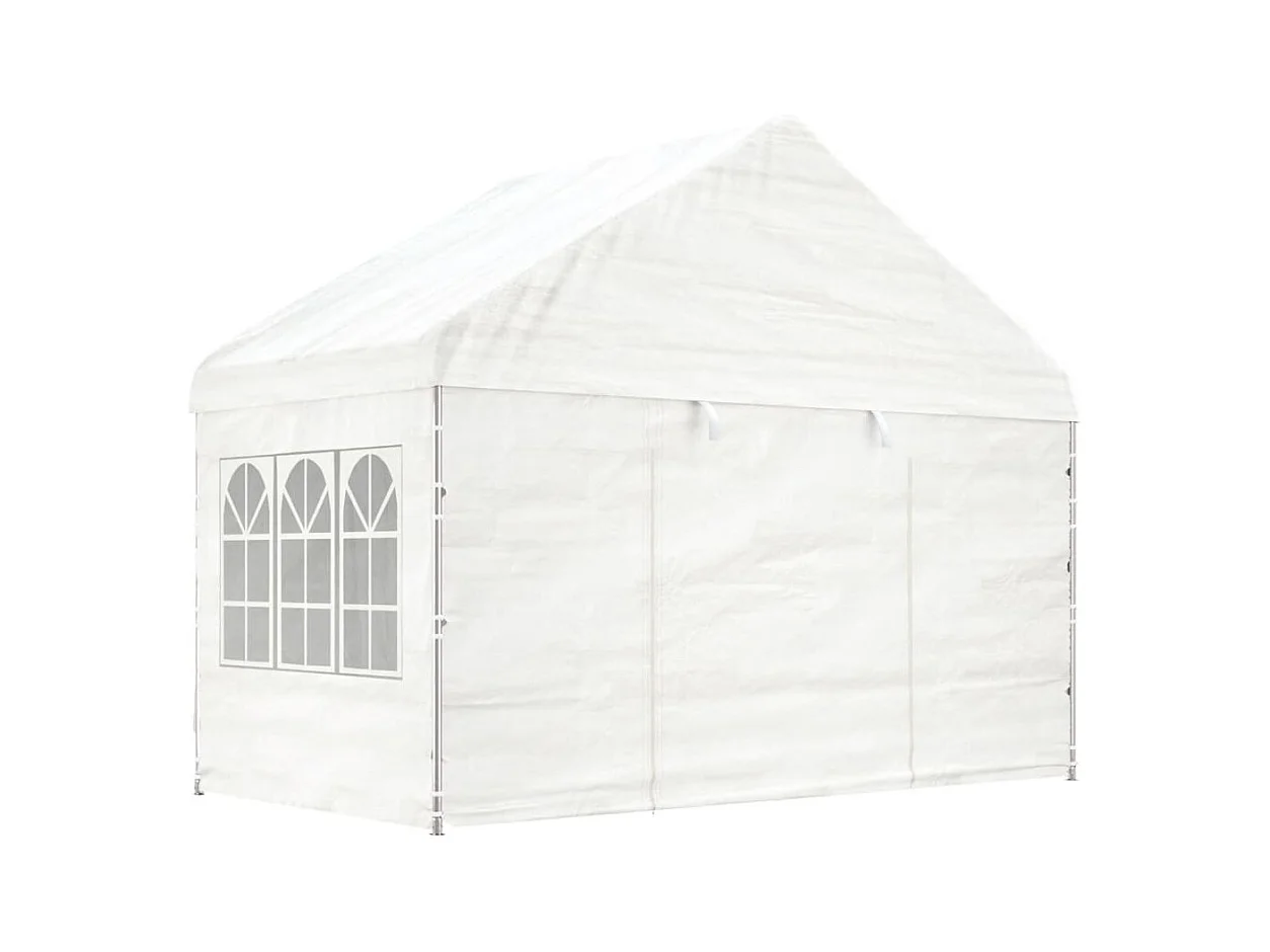 Gazebo met wit dak 6,69x4,08x3,22 m polyethyleen