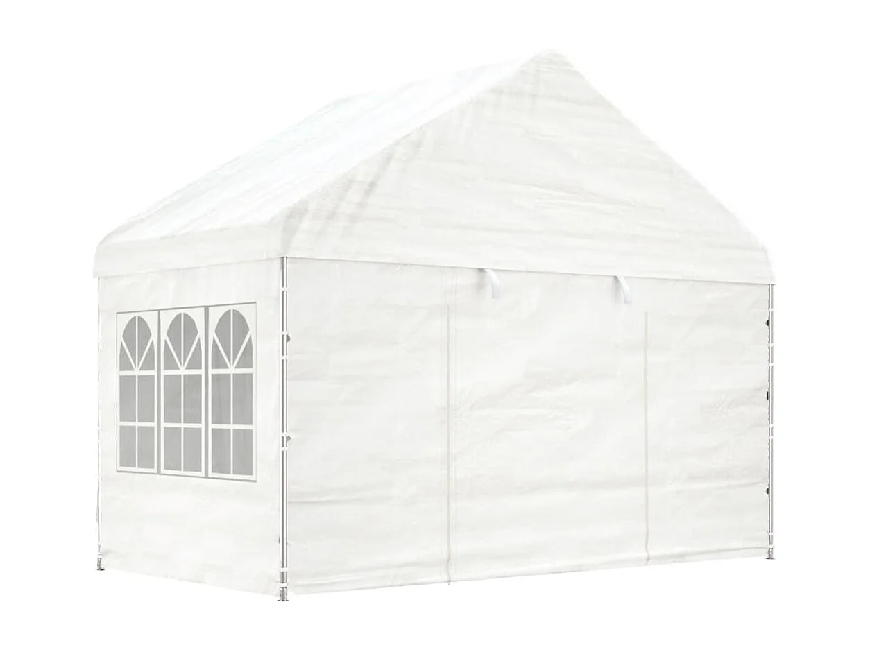 Gazebo con techo blanco 6,69x4,08x3,22 m polietileno