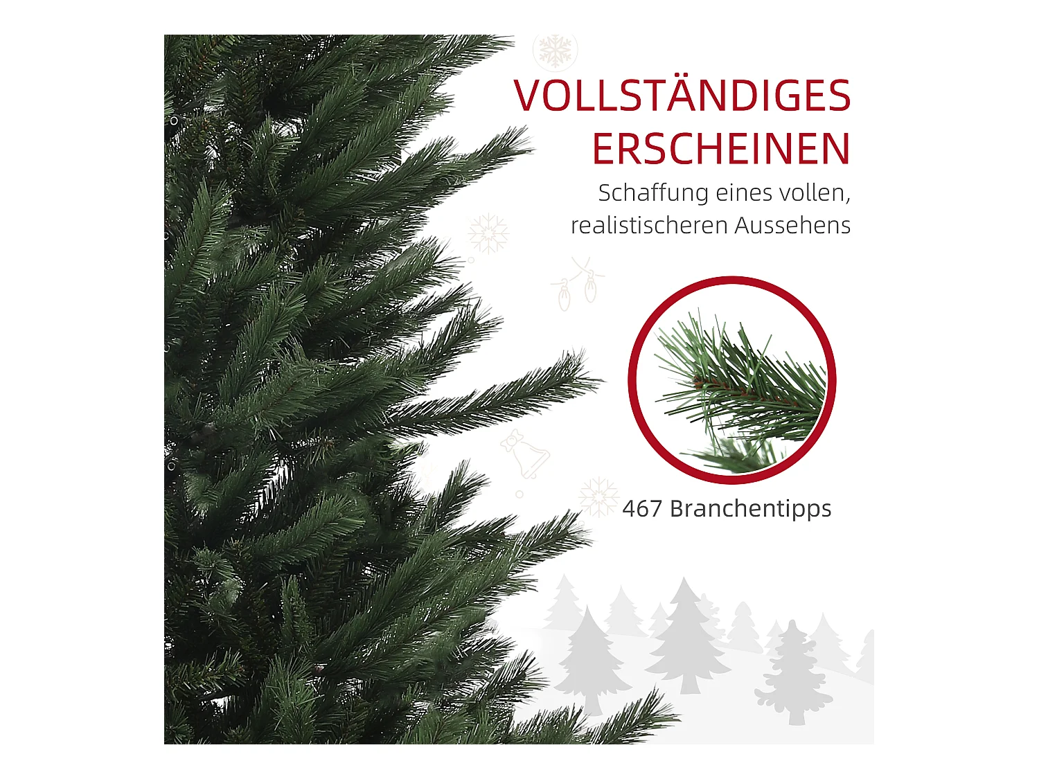 Árbol de Navidad artificial 180 cm, con patas de metal, ramas ignífugas, verde (Ø100 x 180 cm)