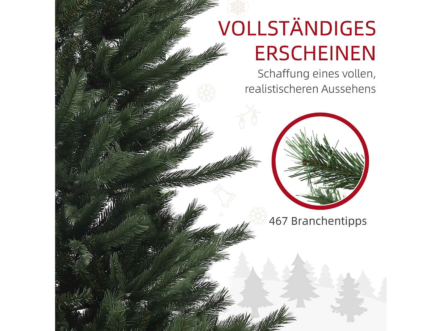 Árbol de Navidad artificial 180 cm, con patas de metal, ramas ignífugas, verde (Ø100 x 180 cm)