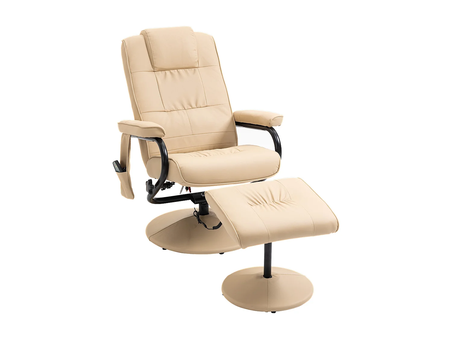 Fauteuil relax avec fonction massage, cuir artificiel, crème (77x84x95 cm)