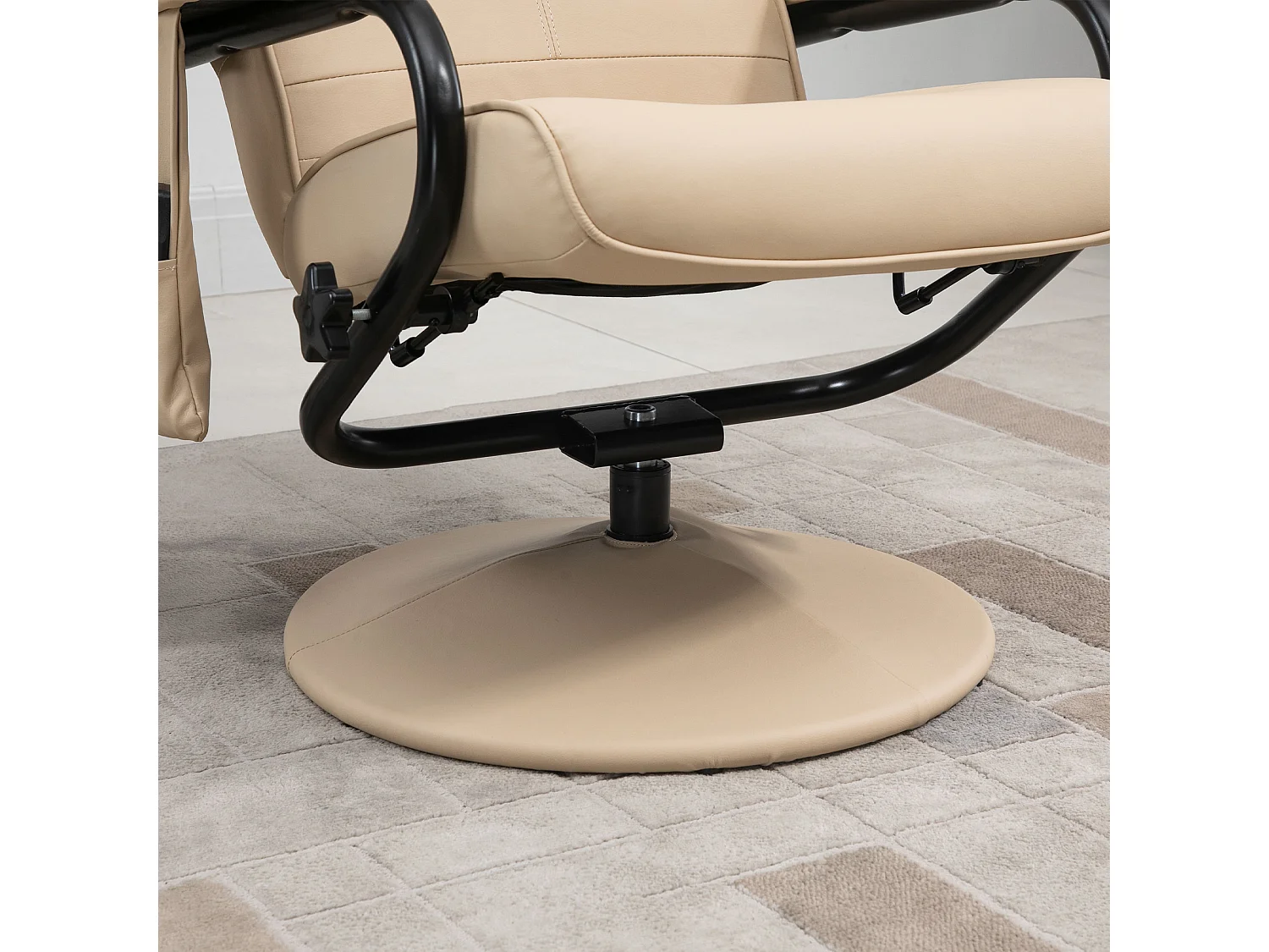 Fauteuil relax avec fonction massage, cuir artificiel, crème (77x84x95 cm)