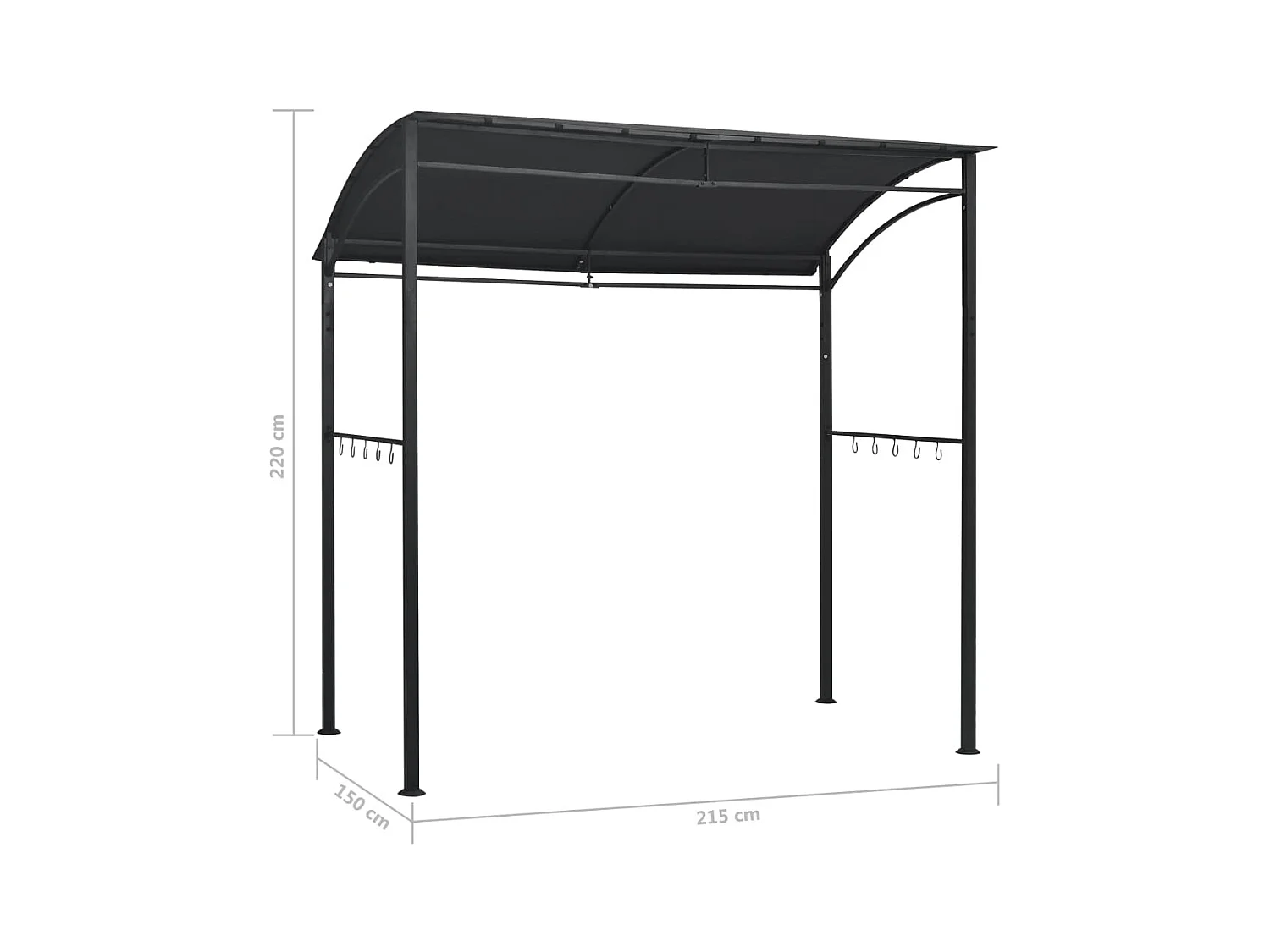 Cenador para barbacoa 215x150x220 cm Acero Antracita