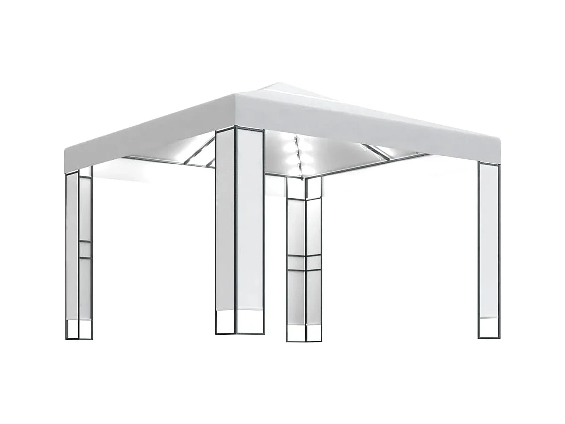 Tonnelle avec double toit et lumières LED 3x3 m Blanc