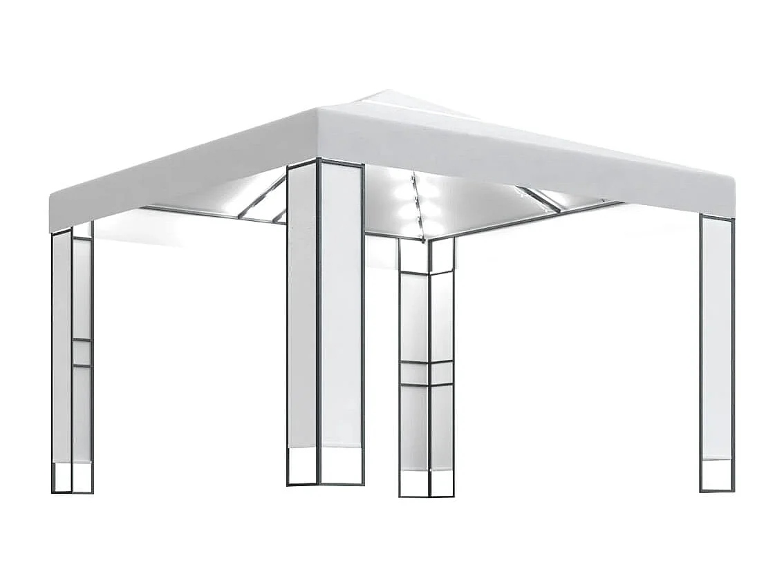 Tonnelle avec double toit et lumières LED 3x3 m Blanc