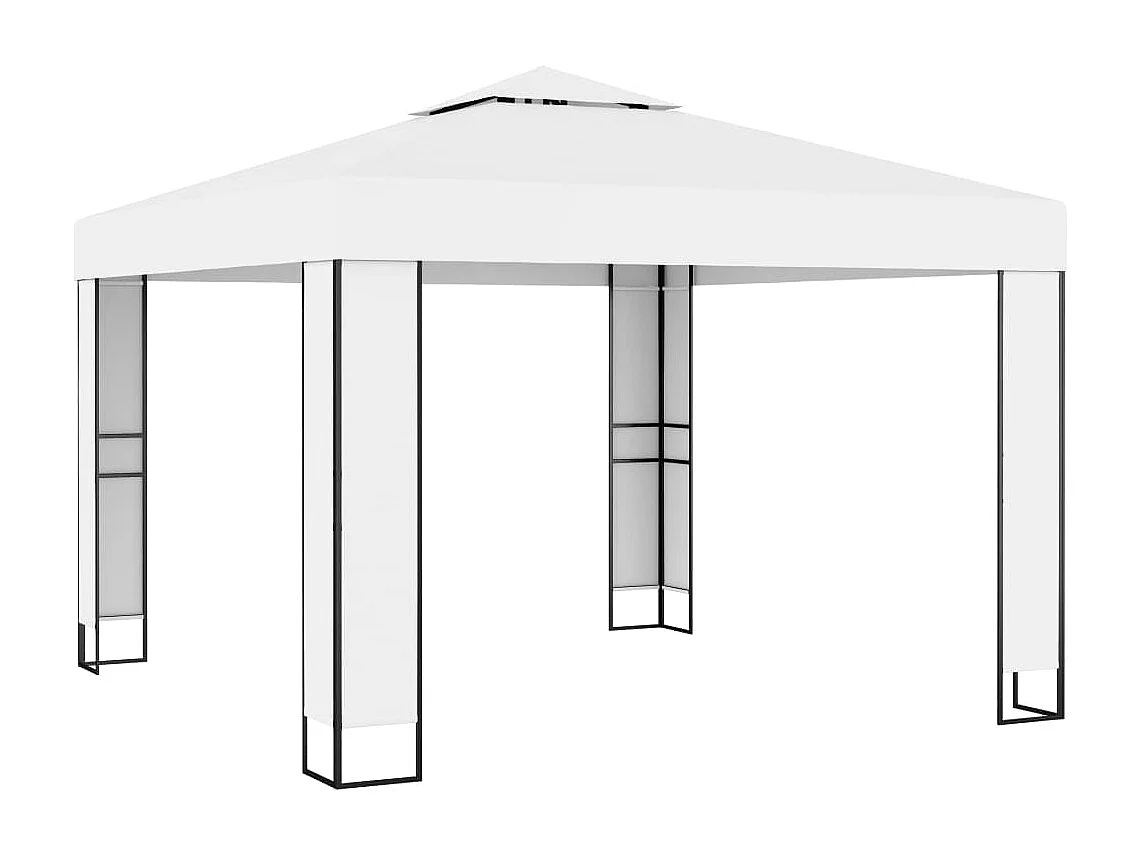 Tonnelle avec double toit et lumières LED 3x3 m Blanc