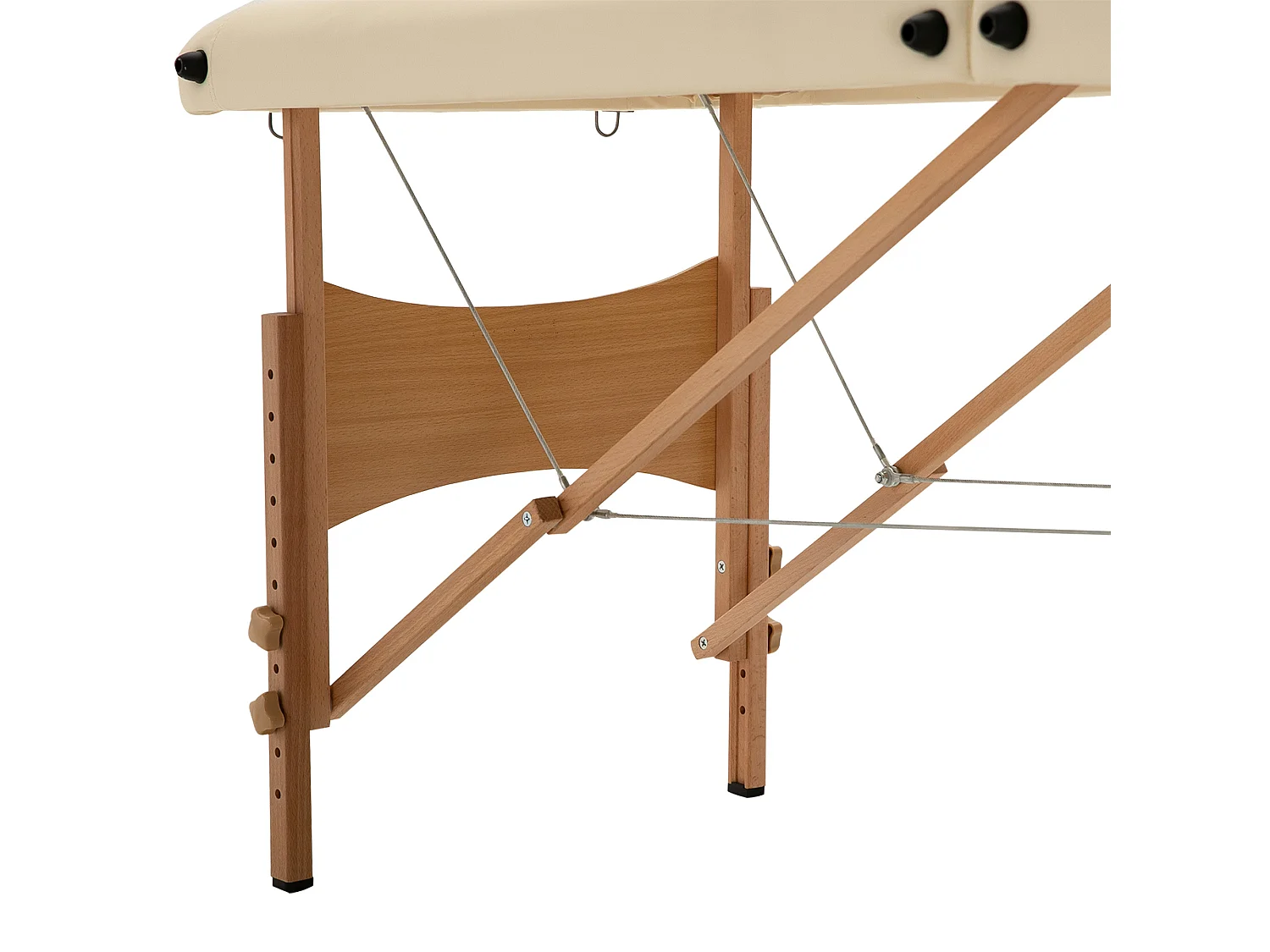 Opvouwbare, verstelbare massagetafel, beukenhout, crèmekleurig imitatieleer (185x60x61-87 cm)