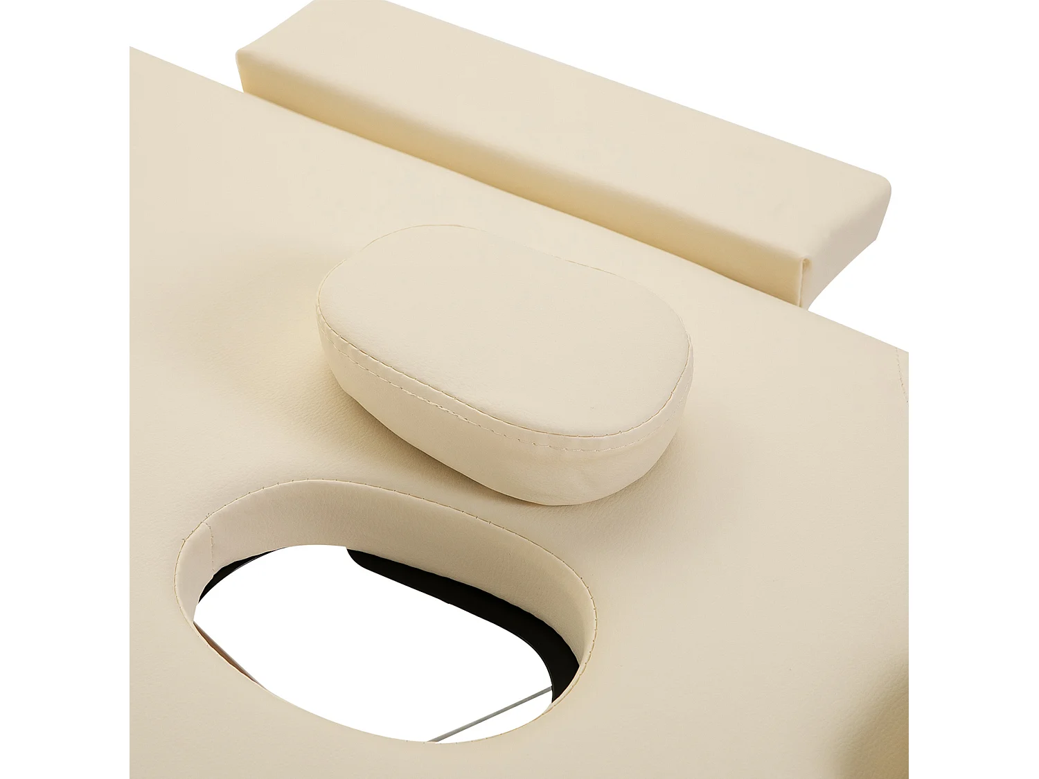 Opvouwbare, verstelbare massagetafel, beukenhout, crèmekleurig imitatieleer (185x60x61-87 cm)