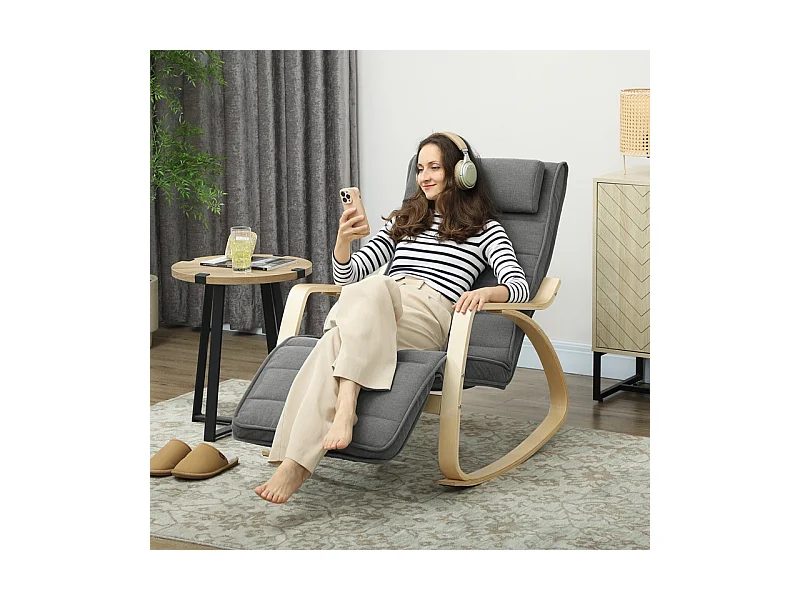 Schaukelstuhl mit Massagefunktion, Samtstoff, grau, (67x106x92 cm)