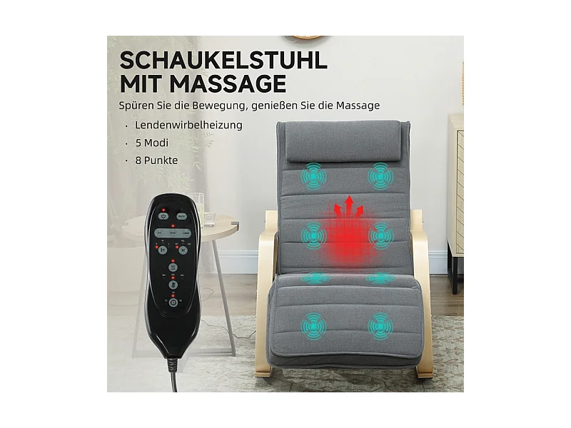 Schaukelstuhl mit Massagefunktion, Samtstoff, grau, (67x106x92 cm)