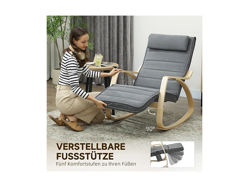 Schaukelstuhl mit Massagefunktion, Samtstoff, grau, (67x106x92 cm)