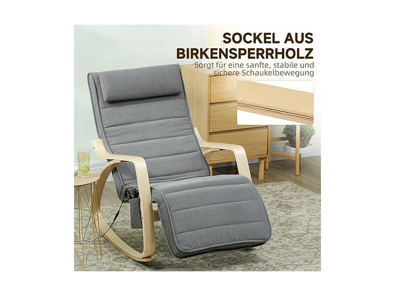 Schaukelstuhl mit Massagefunktion, Samtstoff, grau, (67x106x92 cm)