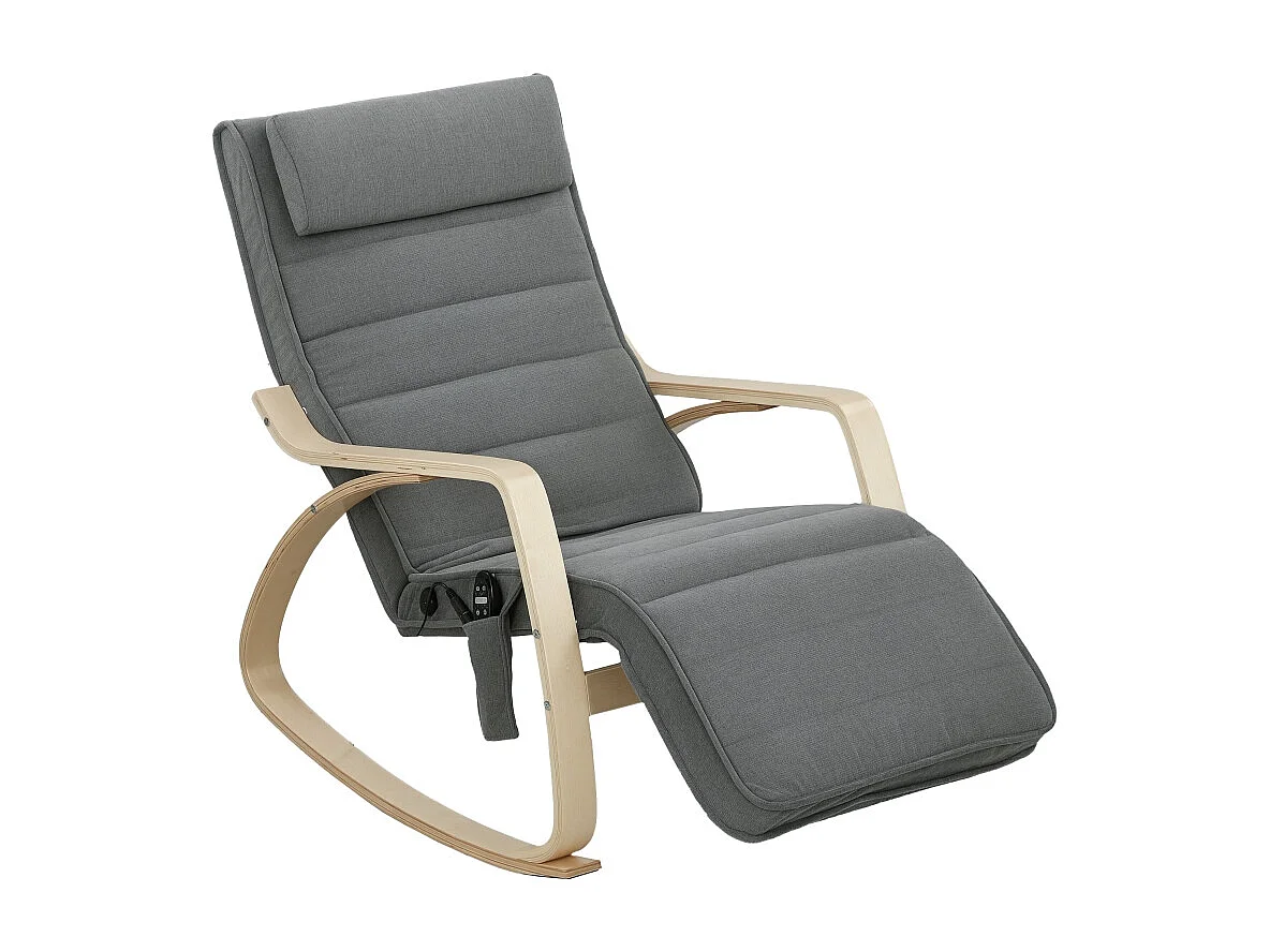 Sedia a dondolo con funzione massaggio, tessuto in velluto, grigio, (67x106x92 cm)