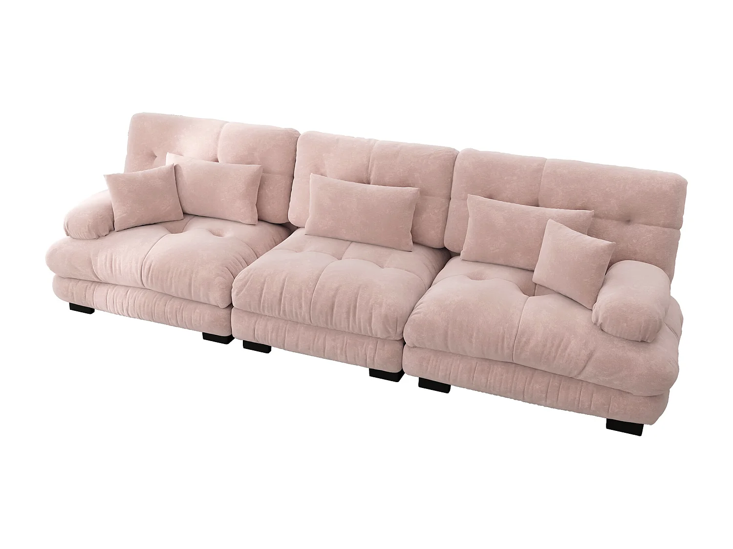 Canapé d'angle modulaire 3 places avec assise profonde, canapé convertible en chenille, confortable, pour salon, appartement, studio(313x77x81 cm)