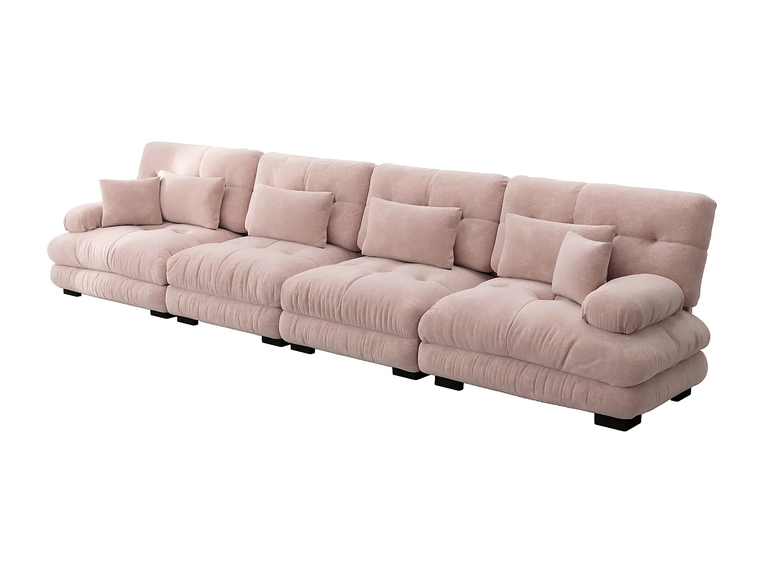 Canapé d'angle modulaire 4 places avec assise profonde, canapé convertible en chenille, confortable, pour salon, appartement, studio (406x77x81 cm)