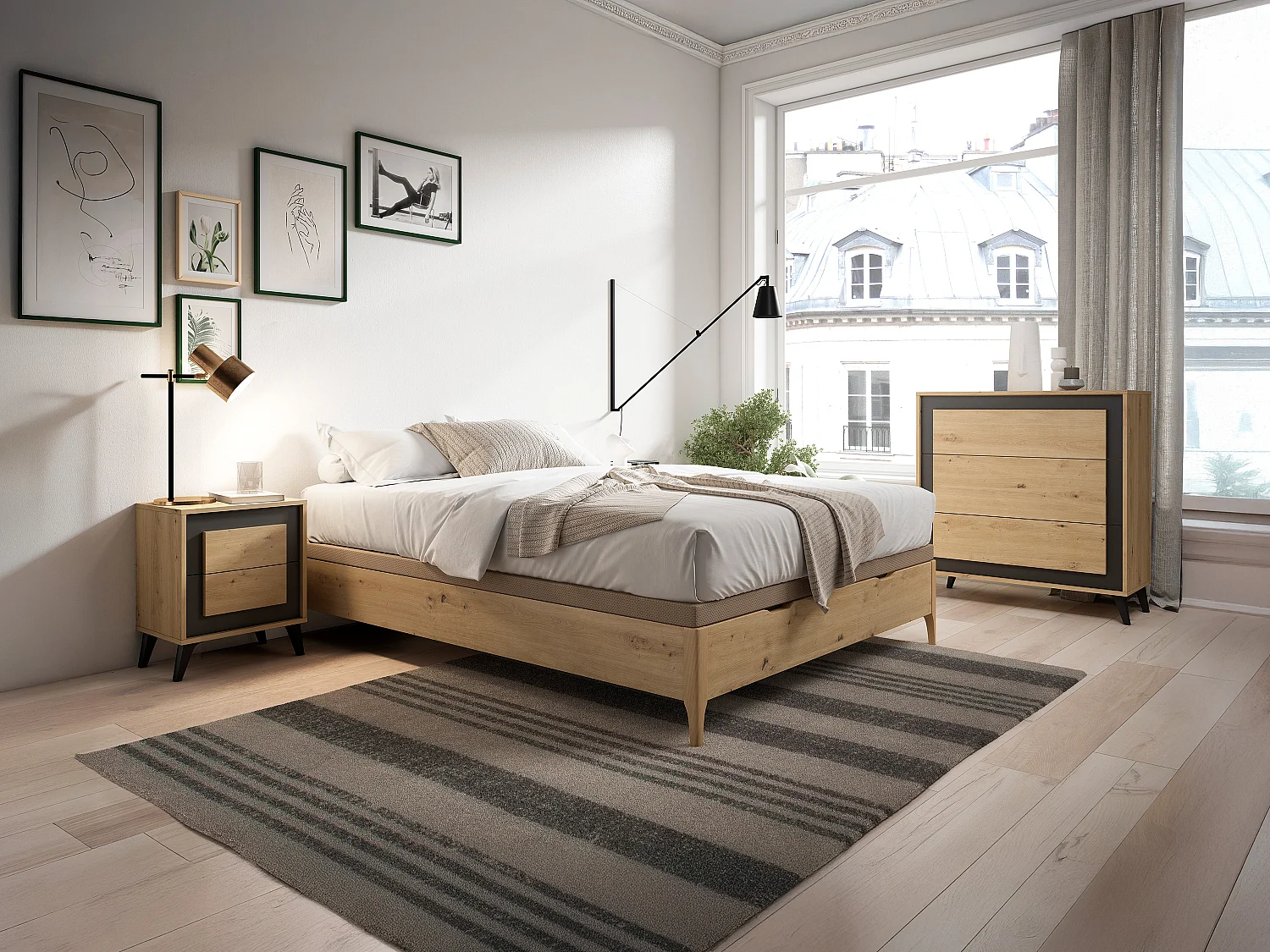 Sommier coffre 140 x 190 cm - Naturel clair - VEONA de YSMÉE