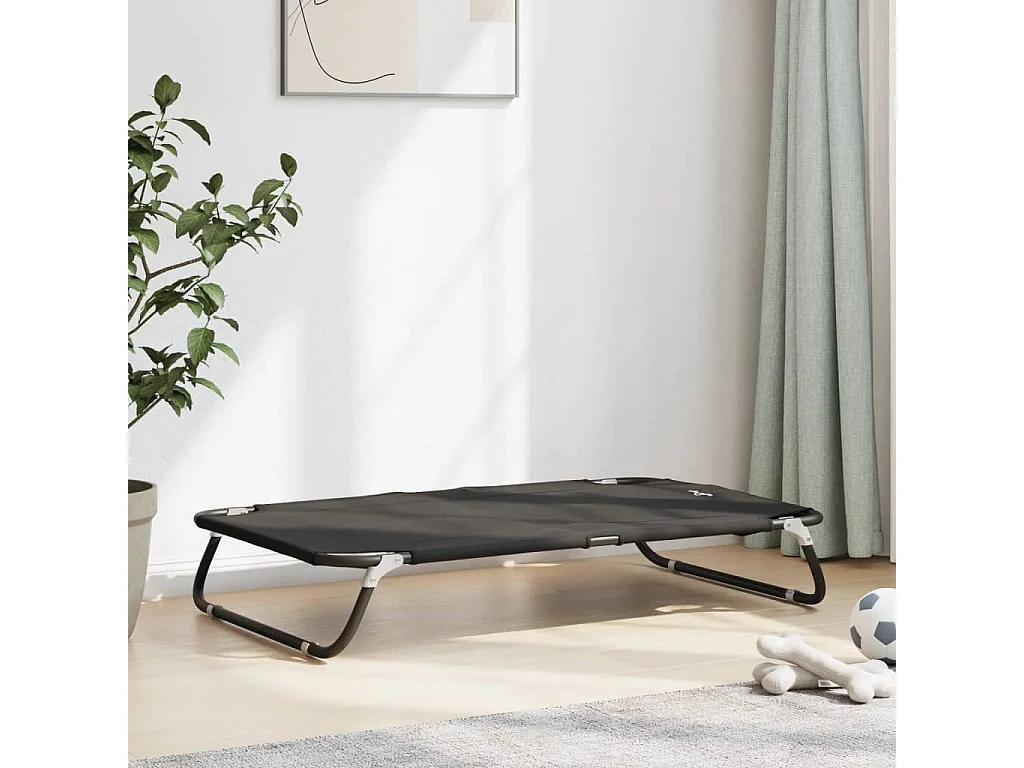 Éliane-Marie-Thérèse  Lit pour cen pliable anthracite tissu Oxford et acier