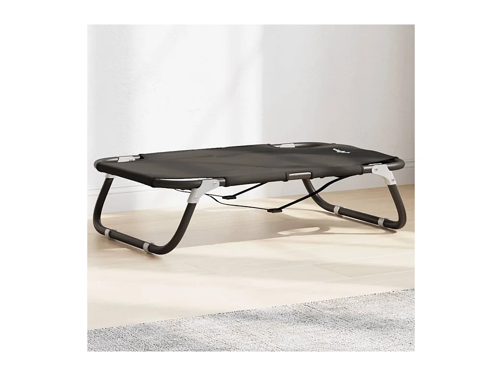 Éliane-Marie-Thérèse  Lit pour cen pliable anthracite tissu Oxford et acier