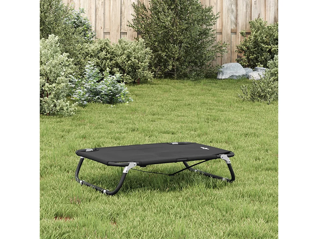 Éliane-Marie-Thérèse  Lit pour cen pliable anthracite tissu Oxford et acier