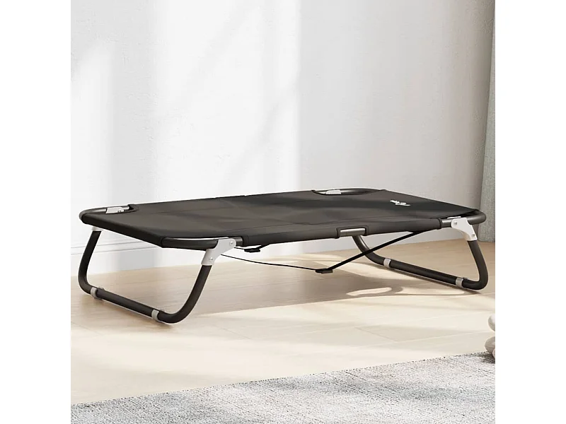 Éliane-Marie-Thérèse  Lit pour cen pliable anthracite tissu Oxford et acier