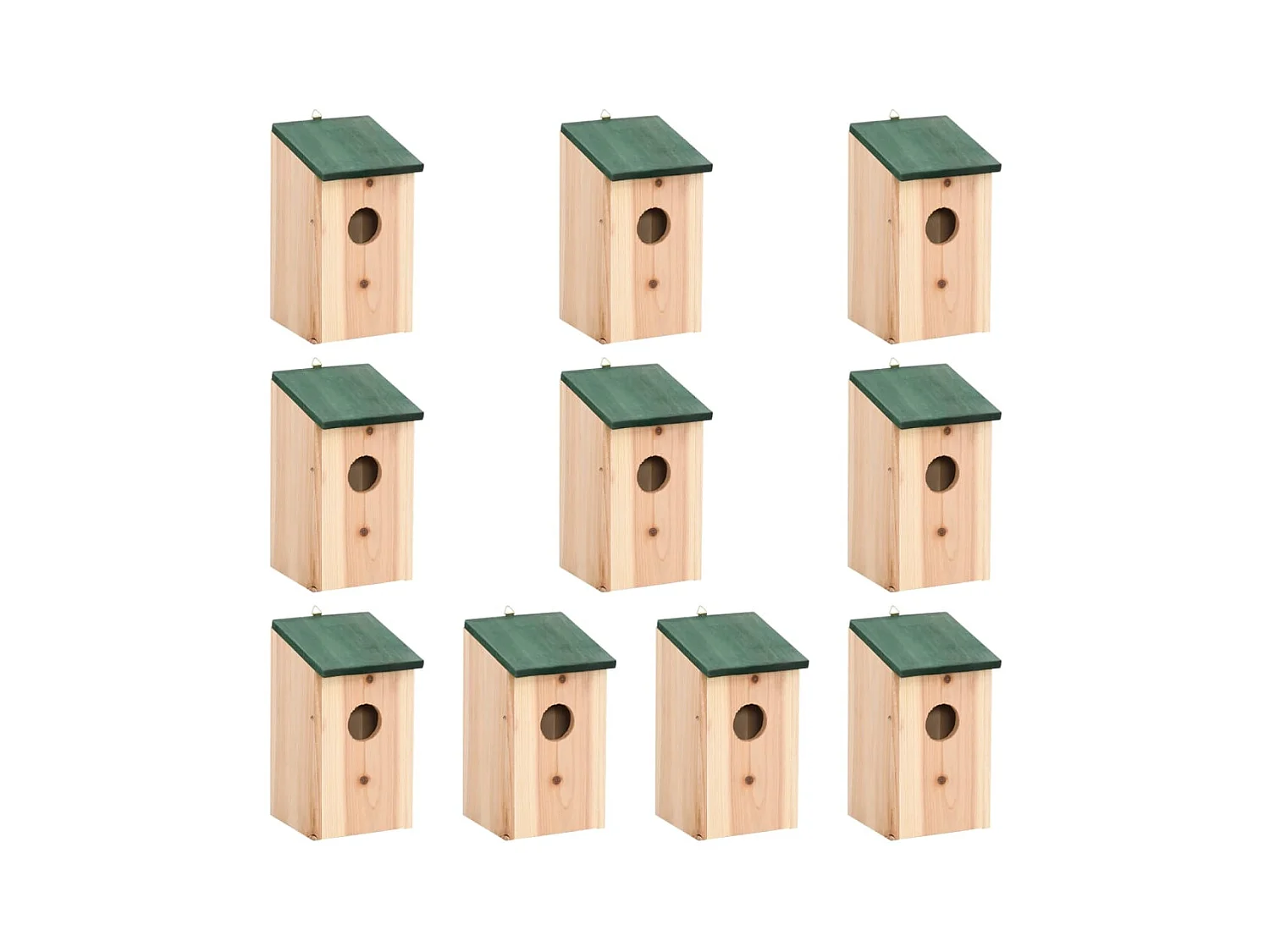 Garden Furniture -  Nichoirs 10 pcs Bois de sapin massif 12x12x22 cm