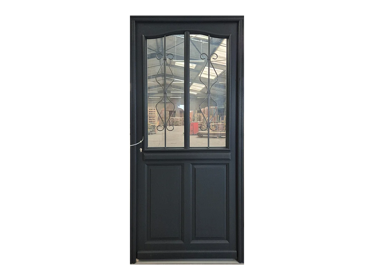 Porte d'entree Bois vitree, Sandro gris RAL7016, H,215xl,90  p, droit Cote Tableau