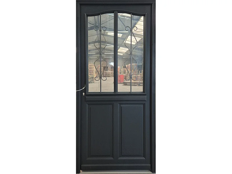 Porte d'entree Bois vitree, Sandro gris RAL7016, H,200xl,90  p, droit Cote Tableau