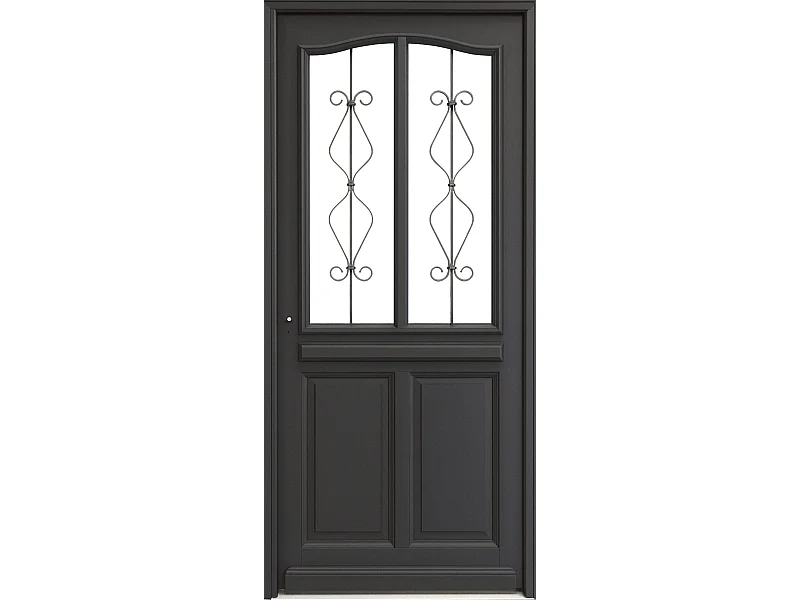 Porta d'ingresso in legno vitreo, Sandro grigio RAL7016, H,200xl,90 p, destra Cote Tableau senza maniglia