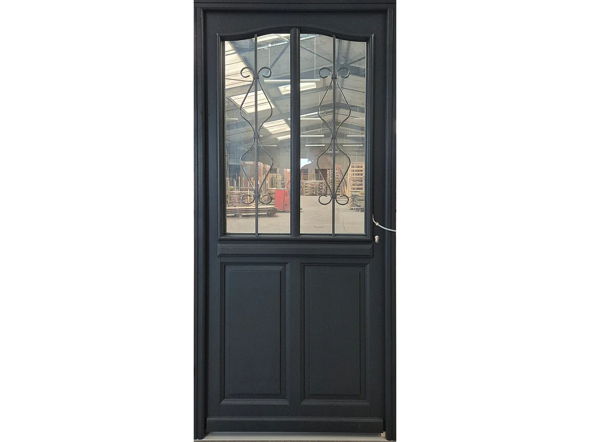 Porte d'entree Bois vitree, Sandro gris RAL7016, H,200xl,90  p, gauche Cote Tableau