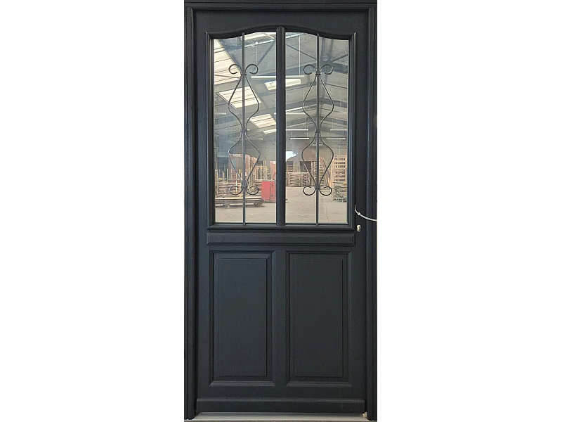 Porte d'entree Bois vitree, Sandro gris RAL7016, H,200xl,90  p, gauche Cote Tableau