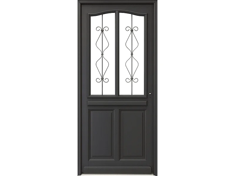 Porta d'ingresso in legno vitreo, Sandro grigio RAL7016, H,200xl,90 p, sinistra Cote Tableau senza maniglia