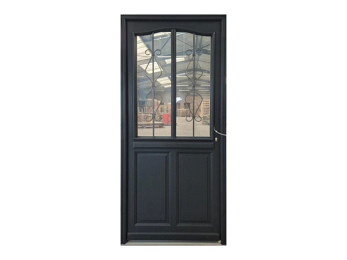 Porte d'entree Bois vitree, Sandro gris RAL7016, H,215xl,90  p, gauche Cote Tableau