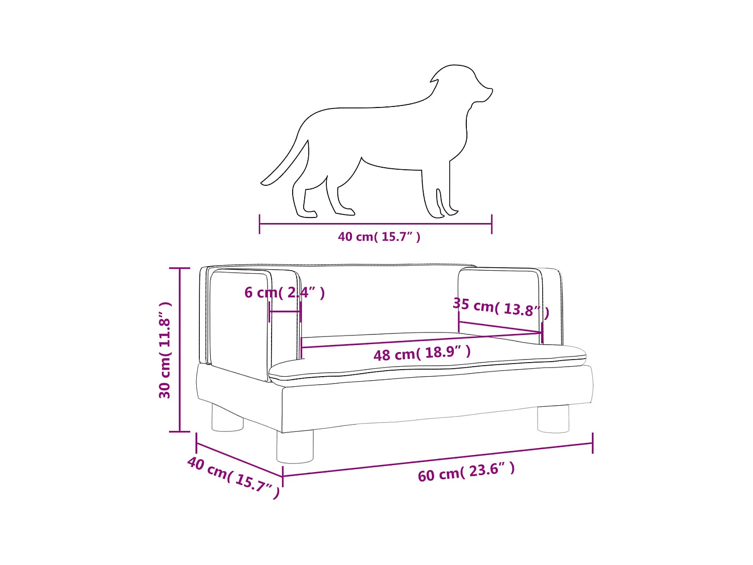 Asdee  Lit pour cen crème 60x40x30 cm similicuir