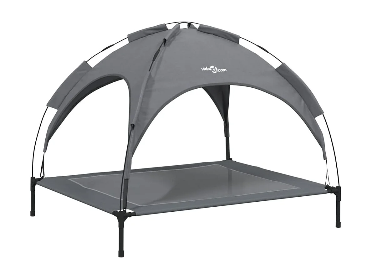 Marie-Fabienne  Lit pour cen avec auvent anthracite tissu Oxford et acier