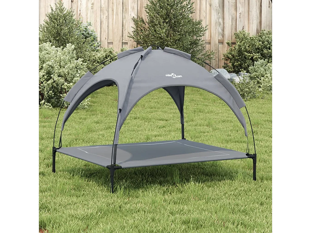 Marie-Fabienne  Lit pour cen avec auvent anthracite tissu Oxford et acier