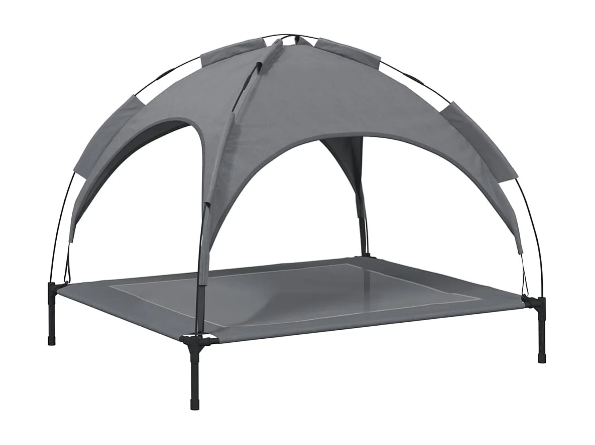 Marie-Fabienne  Lit pour cen avec auvent anthracite tissu Oxford et acier