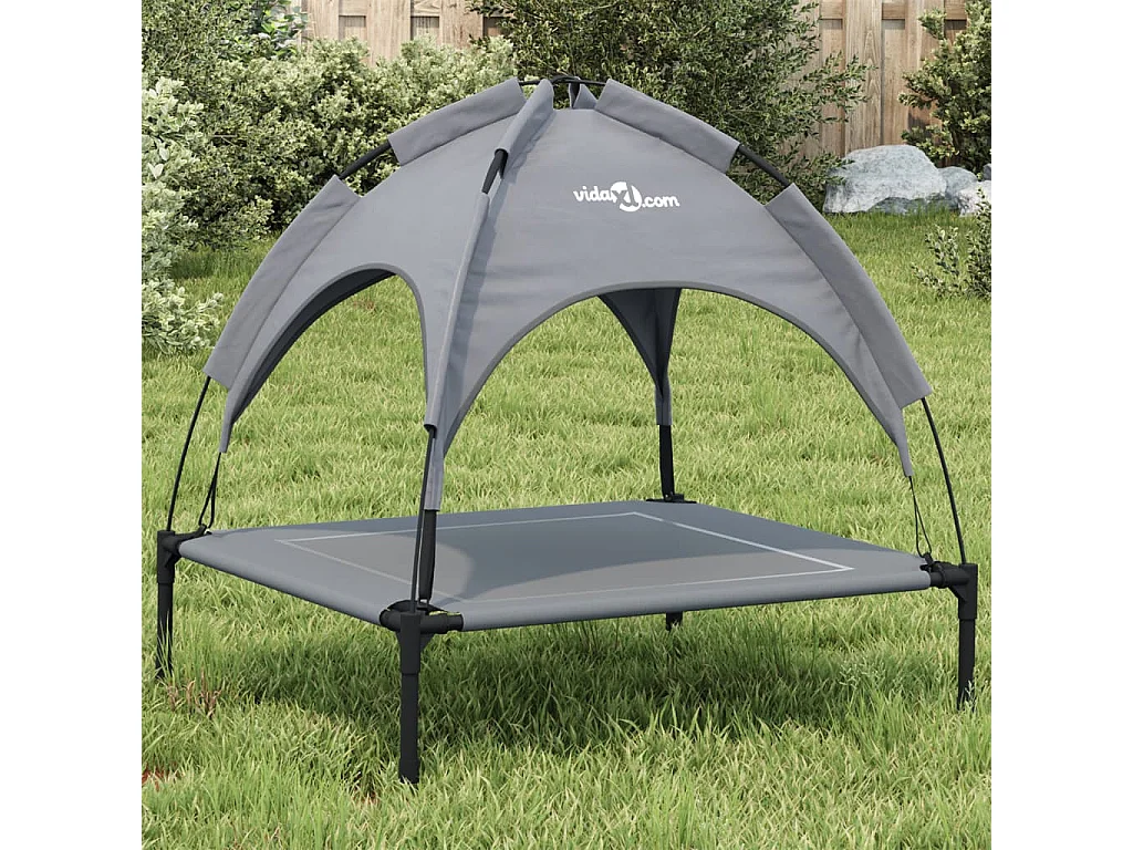 Marie-Fabienne  Lit pour cen avec auvent anthracite tissu Oxford et acier